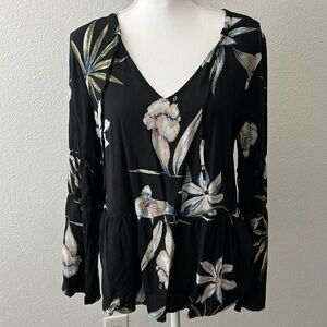 Roxy Floral Long Sleeve Blouse - Size Large